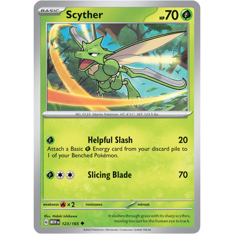 Scyther 123/165 Pokemon 151 (MEW) Trading Card Uncommon