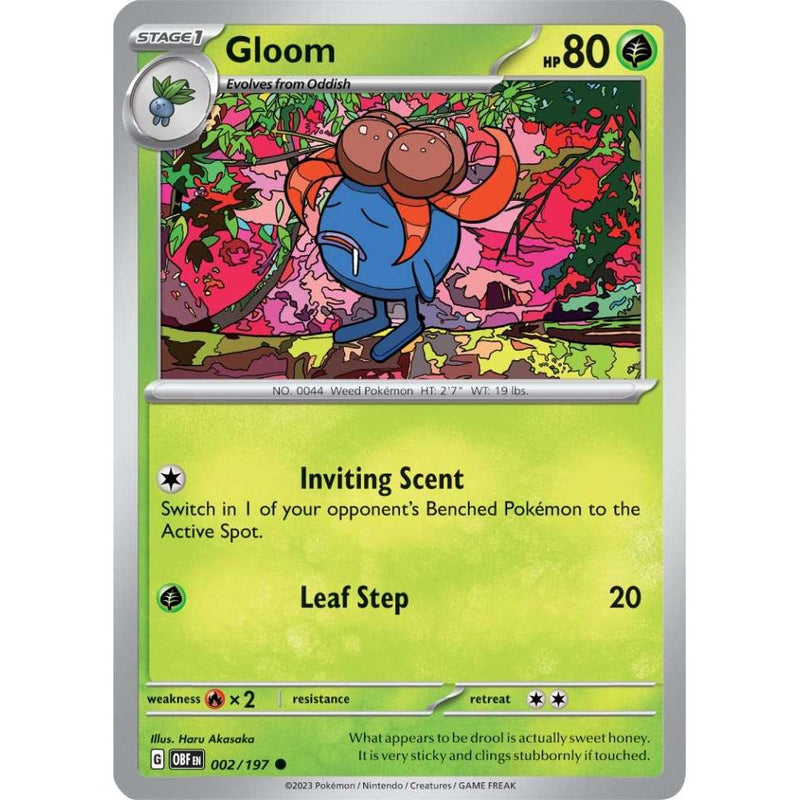 Gloom 002/197 Pokemon Obsidian Flames (OBF EN) Trading Card Common