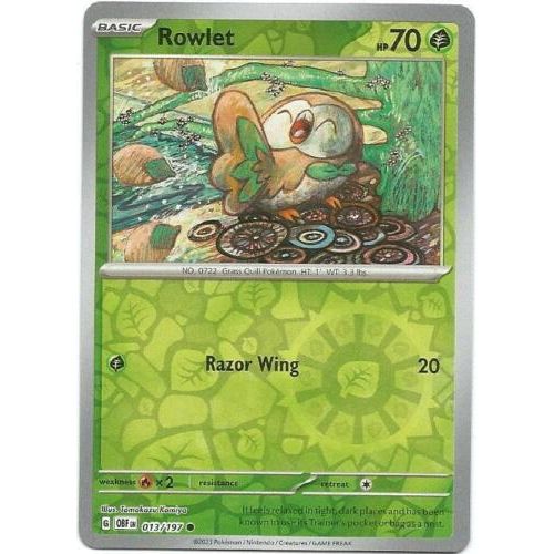 Rowlet (Reverse Holo) 013/197 Pokemon Obsidian Flames (OBF EN) Trading Card Common