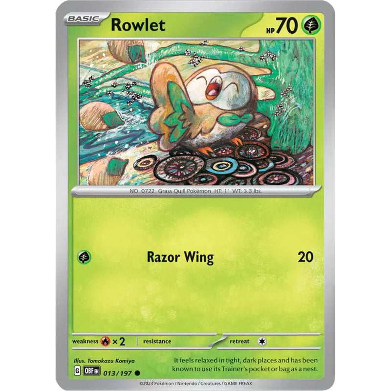 Rowlet 013/197 Pokemon Obsidian Flames (OBF EN) Trading Card Common