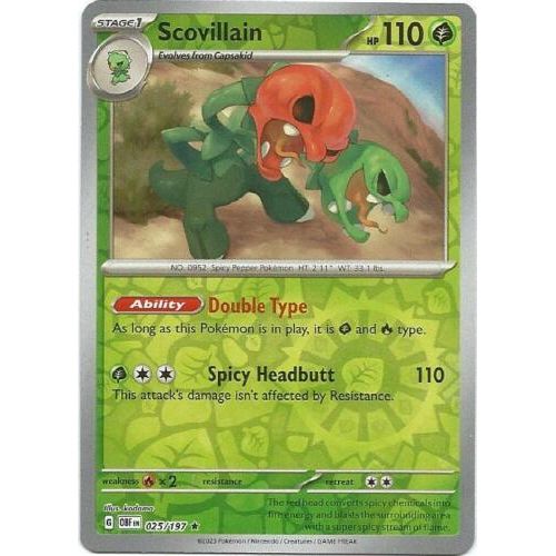 Scovillain (Reverse Holo) 025/197 Pokemon Obsidian Flames (OBF EN) Trading Card Rare