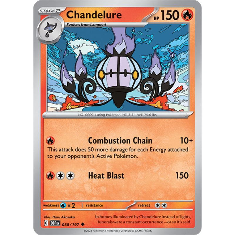 Chandelure 038/197 Pokemon Obsidian Flames (OBF EN) Trading Card Uncommon