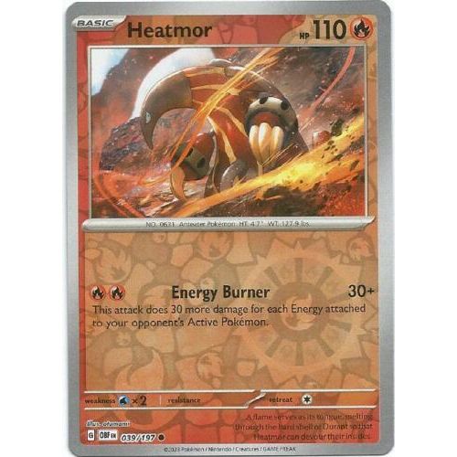 Heatmor (Reverse Holo) 039/197 Pokemon Obsidian Flames (OBF EN) Trading Card Common