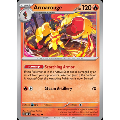 Armarouge 044/197 Pokemon Obsidian Flames (OBF EN) Trading Card Uncommon