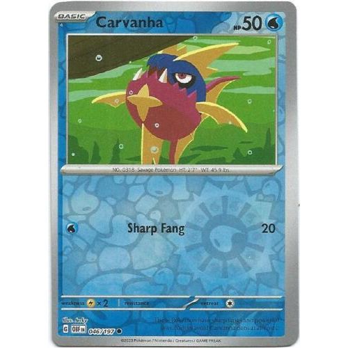 Carvanha (Reverse Holo) 046/197 Pokemon Obsidian Flames (OBF EN) Trading Card Common