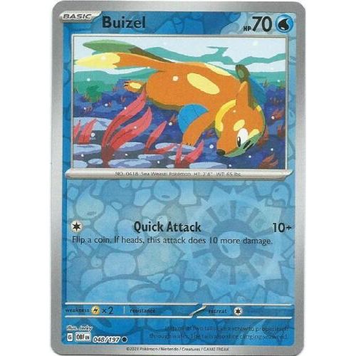 Buizel (Reverse Holo) 048/197 Pokemon Obsidian Flames (OBF EN) Trading Card Common