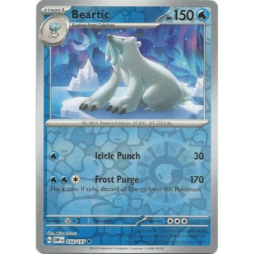 Beartic (Reverse Holo) 054/197 Pokemon Obsidian Flames (OBF EN) Trading Card Uncommon