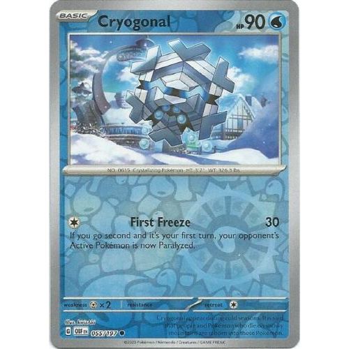Cryogonal (Reverse Holo) 055/197 Pokemon Obsidian Flames (OBF EN) Trading Card Common