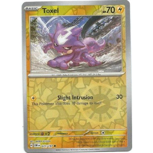 Toxel (Reverse Holo) 071/197 Pokemon Obsidian Flames (OBF EN) Trading Card Common