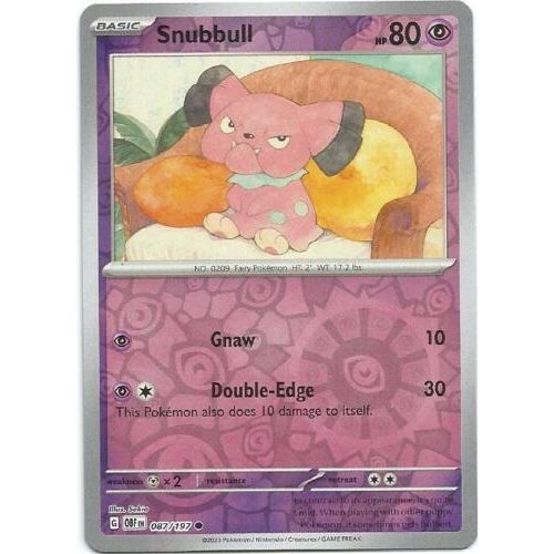 Snubbull (Reverse Holo) 087/197 Pokemon Obsidian Flames (OBF EN) Trading Card Common