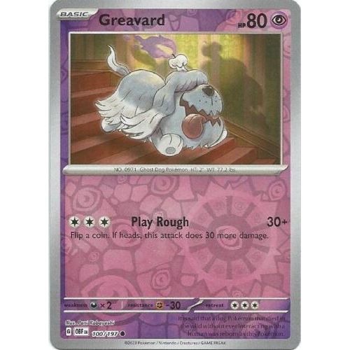 Greavard (Reverse Holo) 100/197 Pokemon Obsidian Flames (OBF EN) Trading Card Common