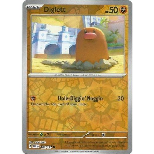 Diglett (Reverse Holo) 103/197 Pokemon Obsidian Flames (OBF EN) Trading Card Common