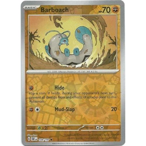 Barboach (Reverse Holo) 108/197 Pokemon Obsidian Flames (OBF EN) Trading Card Common