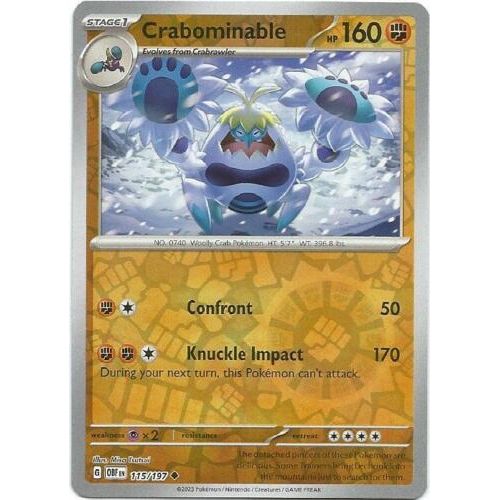 Crabominable (Reverse Holo) 115/197 Pokemon Obsidian Flames (OBF EN) Trading Card Uncommon