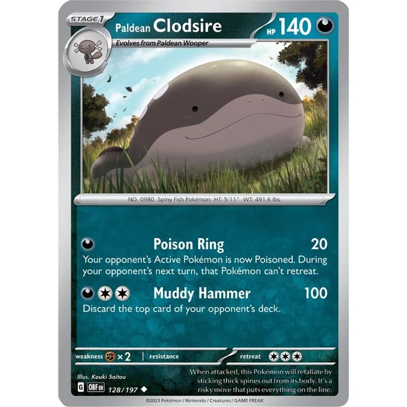 Paldean Clodsire 128/197 Pokemon Obsidian Flames (OBF EN) Trading Card Uncommon