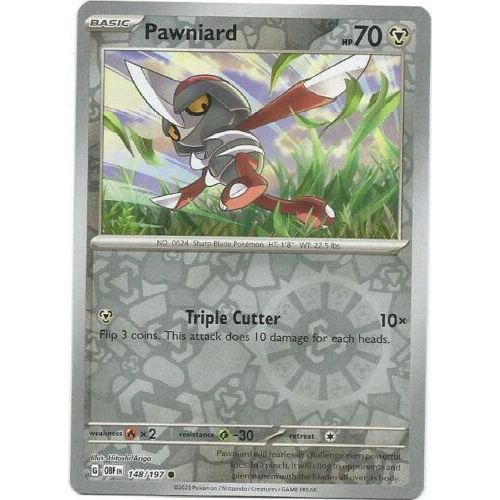 Pawniard (Reverse Holo) 148/197 Pokemon Obsidian Flames (OBF EN) Trading Card Common