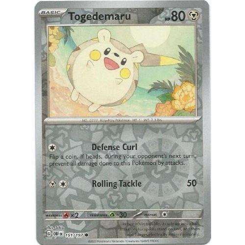 Togedemaru (Reverse Holo) 151/197 Pokemon Obsidian Flames (OBF EN) Trading Card Common