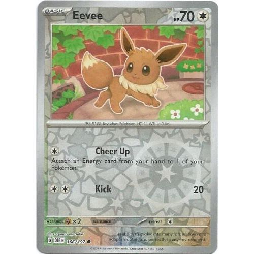 Eevee (Reverse Holo) 166/197 Pokemon Obsidian Flames (OBF EN) Trading Card Common