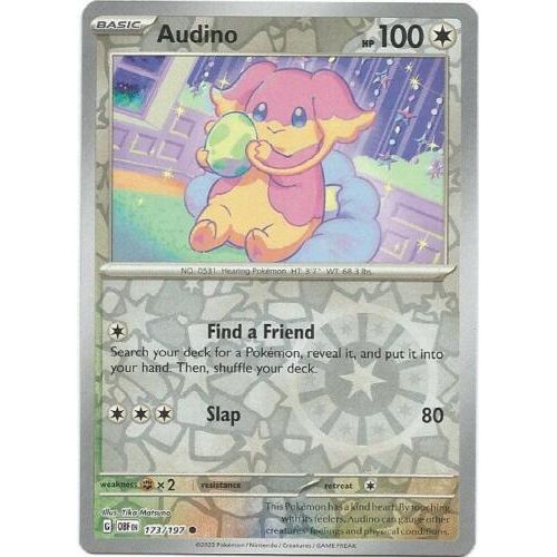 Audino (Reverse Holo) 173/197 Pokemon Obsidian Flames (OBF EN) Trading Card Common