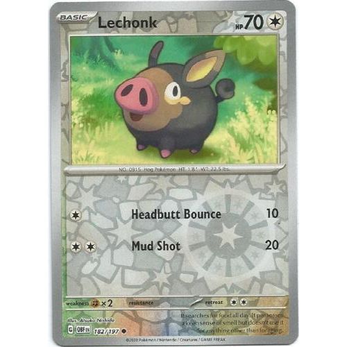 Lechonk (Reverse Holo) 182/197 Pokemon Obsidian Flames (OBF EN) Trading Card Common