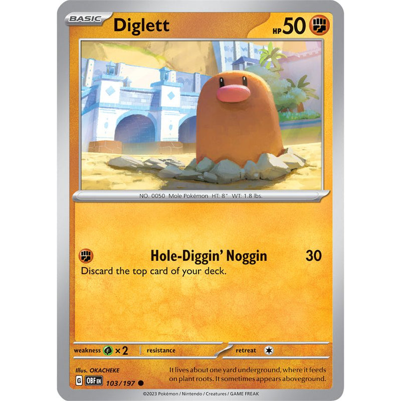 Diglett 103/197 Pokemon Obsidian Flames (OBF EN) Trading Card Common