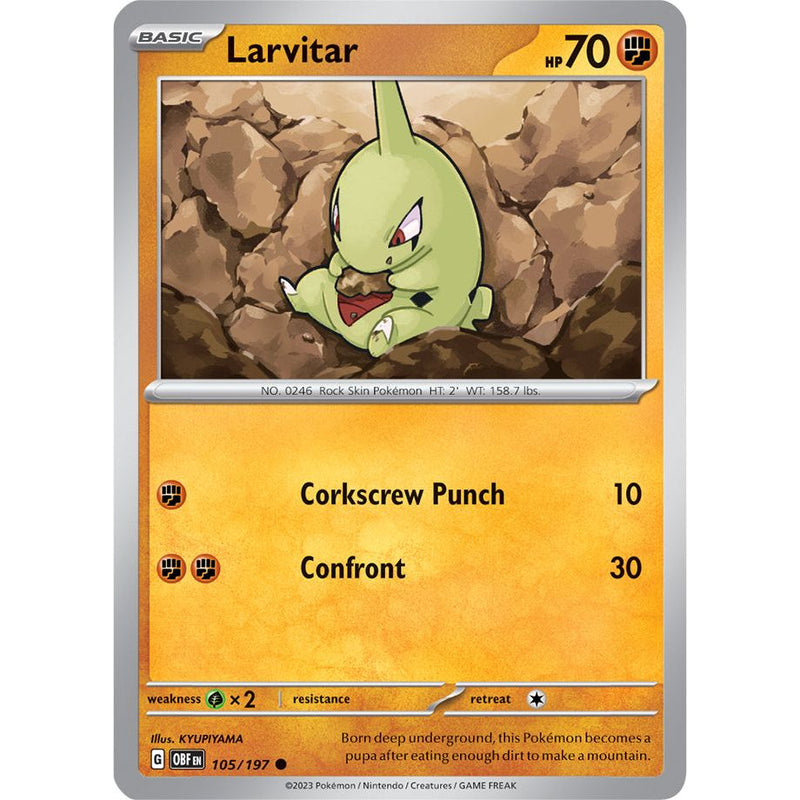 Larvitar 105/197 Pokemon Obsidian Flames (OBF EN) Trading Card Common