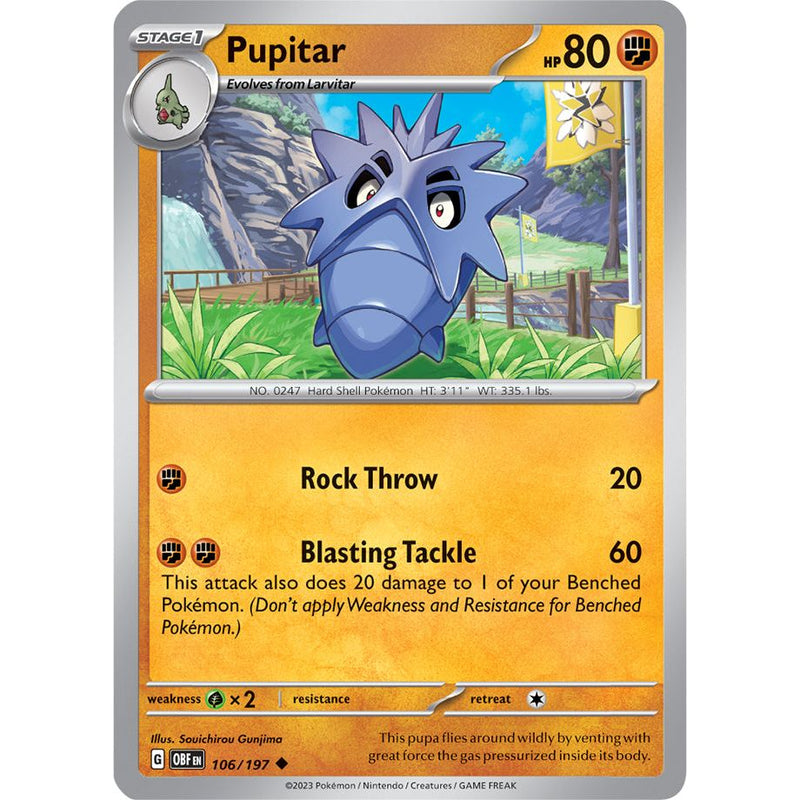 Pupitar 106/197 Pokemon Obsidian Flames (OBF EN) Trading Card Uncommon