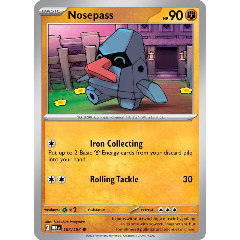 Nosepass 107/197 Pokemon Obsidian Flames (OBF EN) Trading Card Common