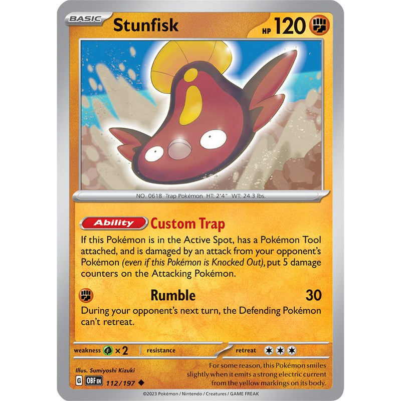 Stunfisk 112/197 Pokemon Obsidian Flames (OBF EN) Trading Card Uncommon