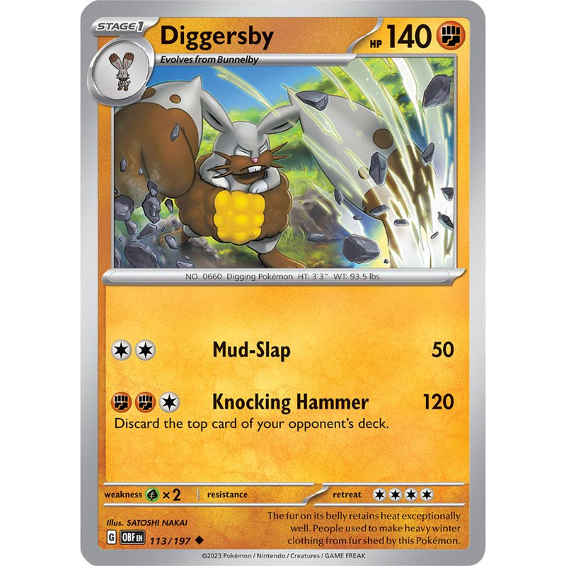 Diggersby 113/197 Pokemon Obsidian Flames (OBF EN) Trading Card Uncommon
