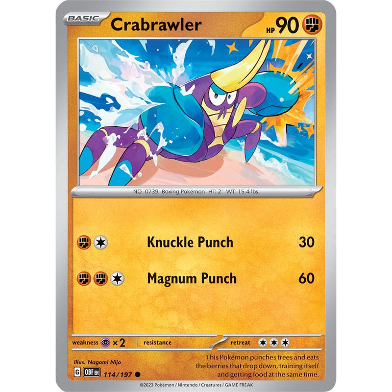 Crabrawler 114/197 Pokemon Obsidian Flames (OBF EN) Trading Card Common