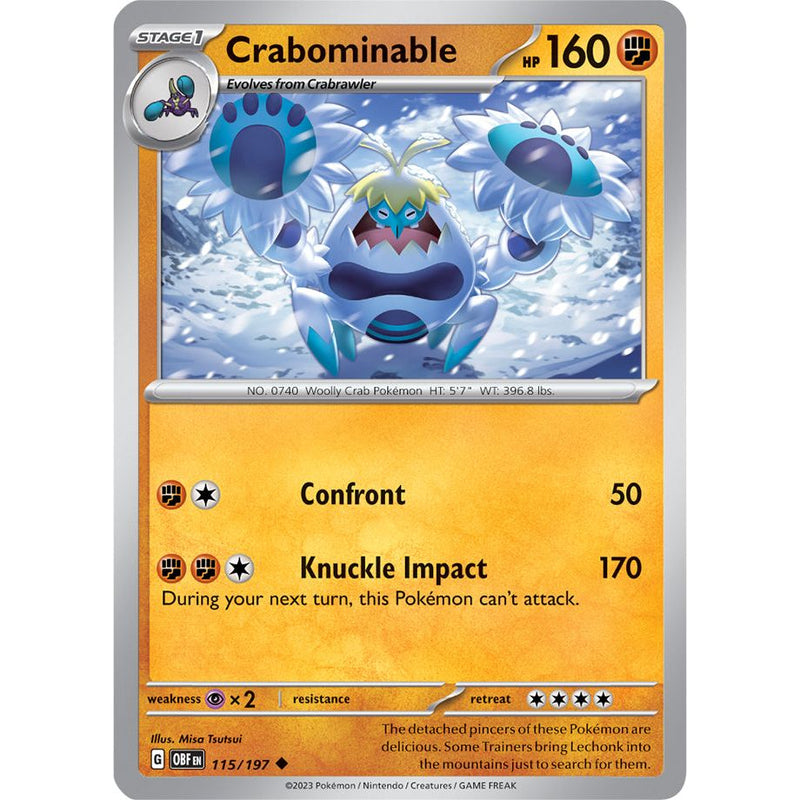 Crabominable 115/197 Pokemon Obsidian Flames (OBF EN) Trading Card Uncommon