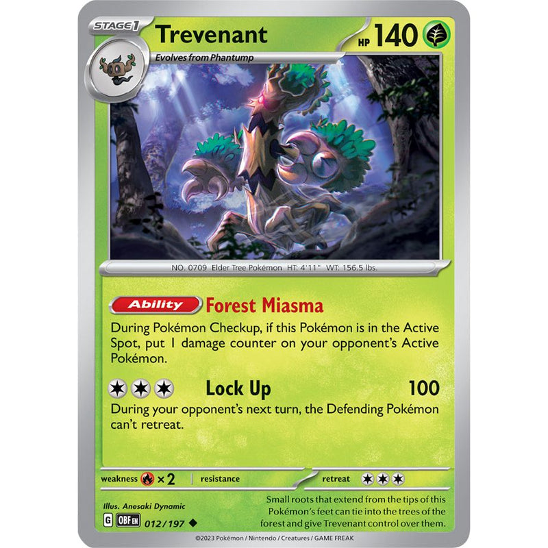 Trevenant 012/197 Pokemon Obsidian Flames (OBF EN) Trading Card Uncommon