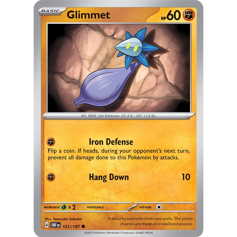 Glimmet 121/197 Pokemon Obsidian Flames (OBF EN) Trading Card Common