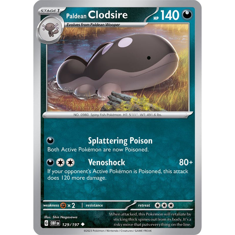 Paldean Clodsire 129/197 Pokemon Obsidian Flames (OBF EN) Trading Card Uncommon