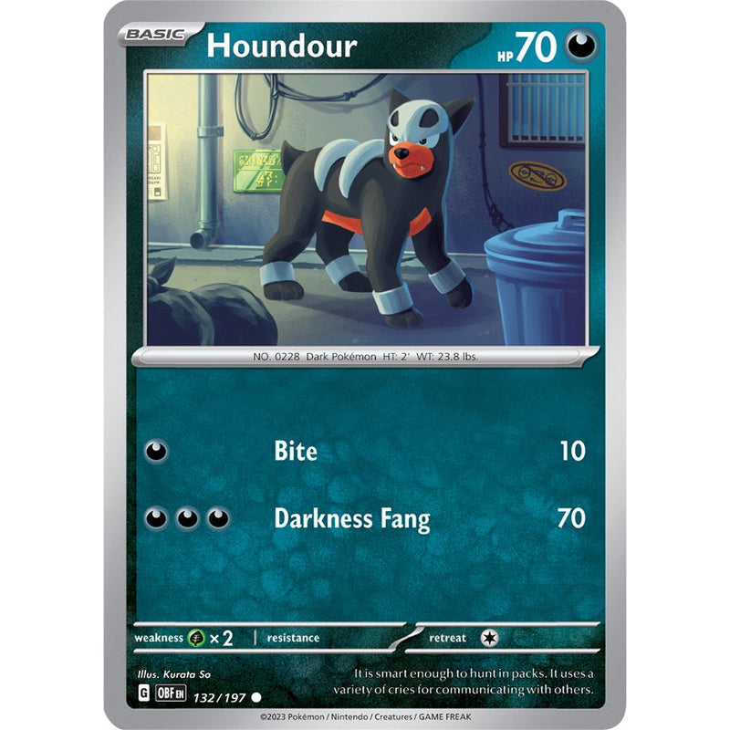 Houndour 132/197 Pokemon Obsidian Flames (OBF EN) Trading Card Common