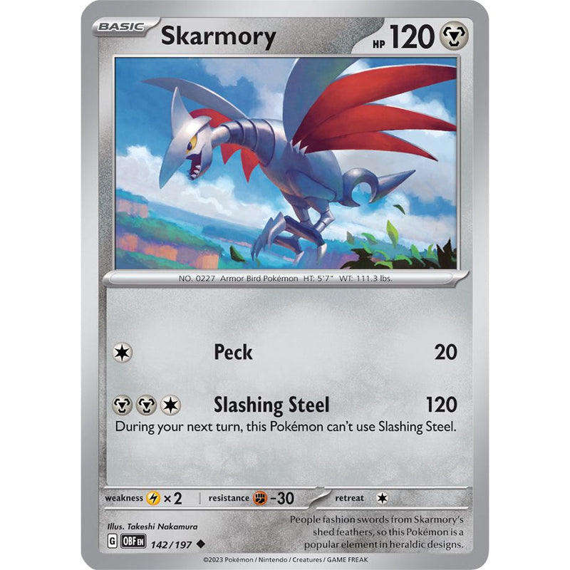 Skarmory 142/197 Pokemon Obsidian Flames (OBF EN) Trading Card Uncommon
