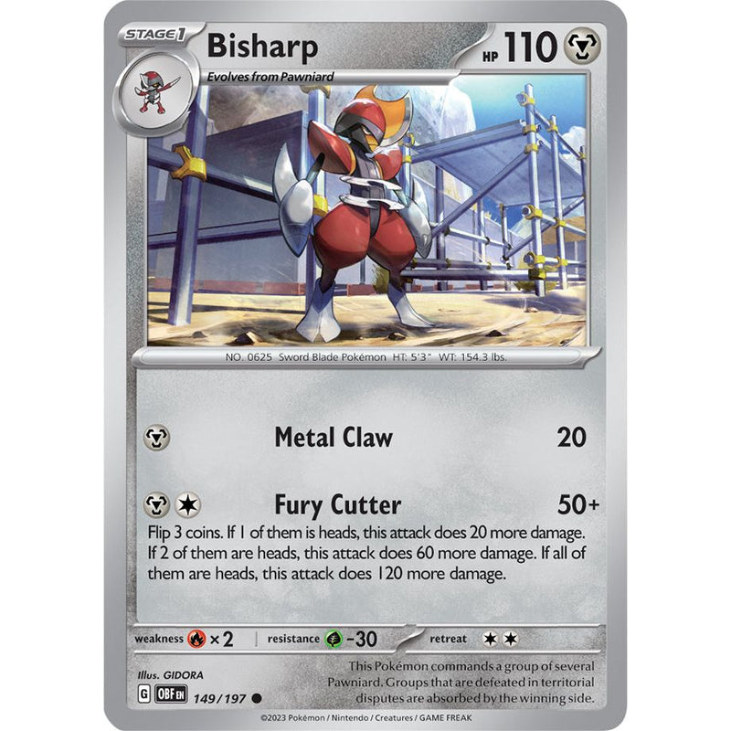 Bisharp 149/197 Pokemon Obsidian Flames (OBF EN) Trading Card Common