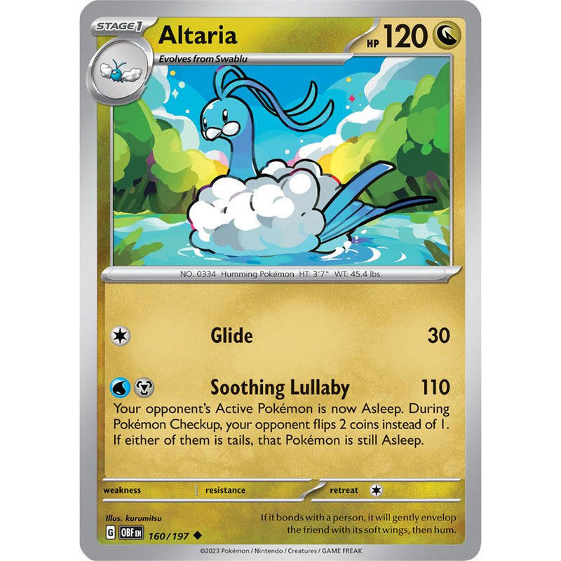 Altaria 160/197 Pokemon Obsidian Flames (OBF EN) Trading Card Uncommon