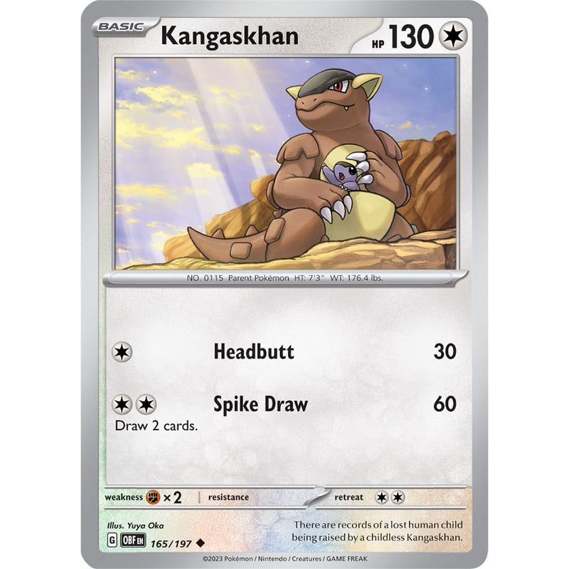 Kangaskhan 165/197 Pokemon Obsidian Flames (OBF EN) Trading Card Uncommon