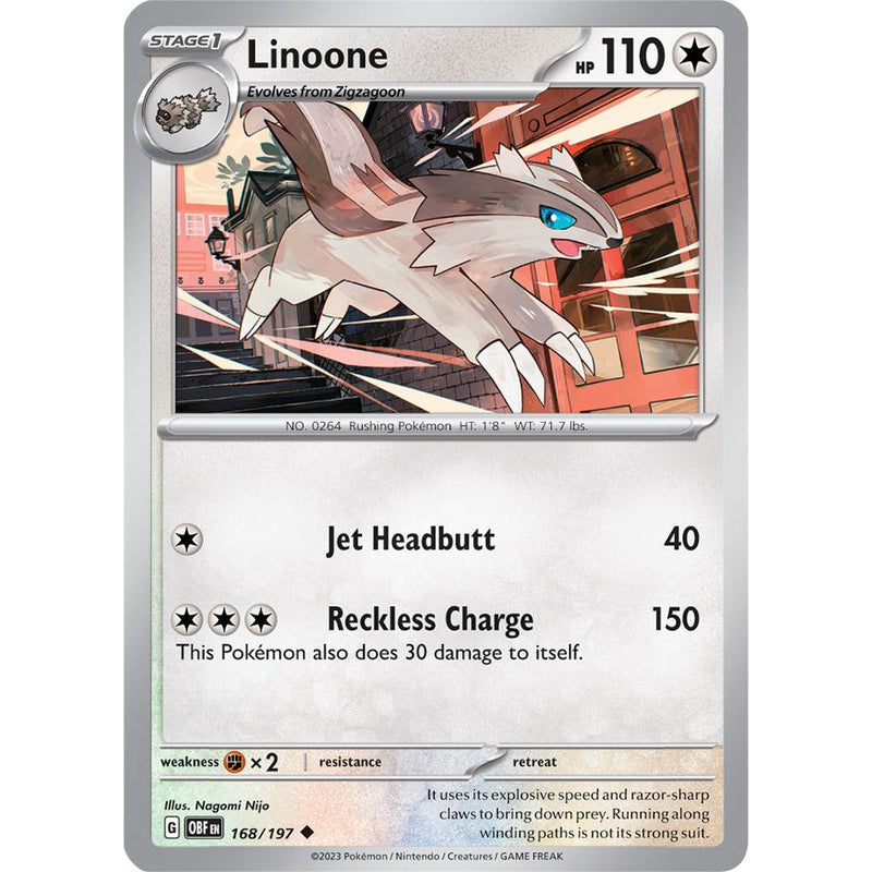 Linoone 168/197 Pokemon Obsidian Flames (OBF EN) Trading Card Uncommon