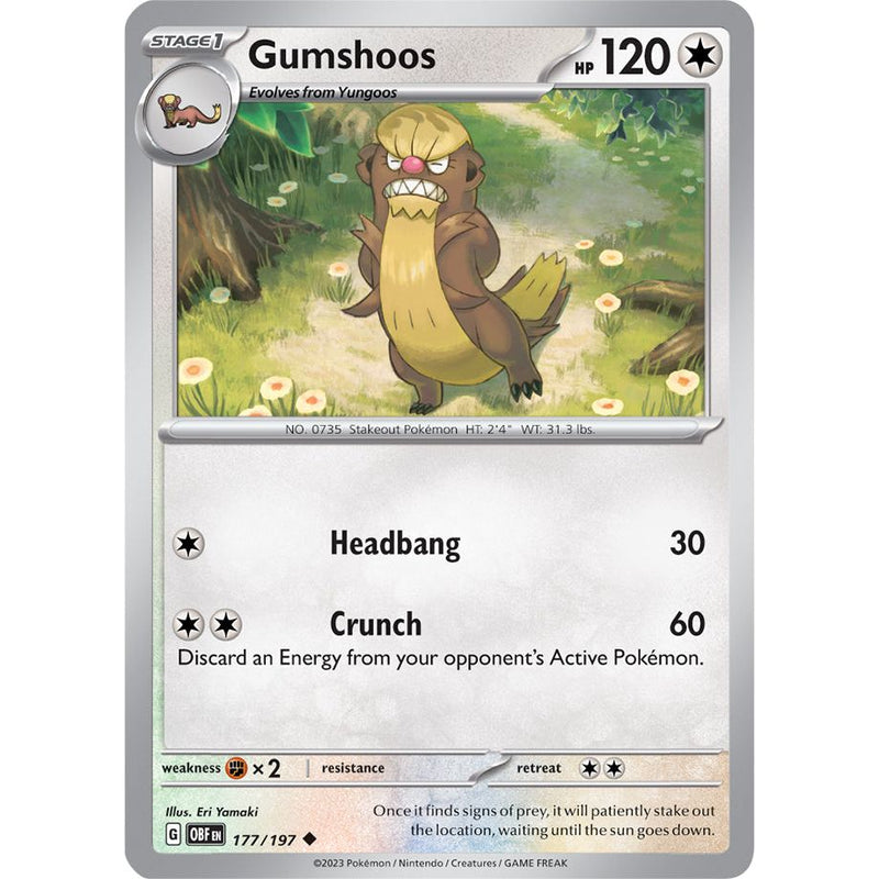 Gumshoos 177/197 Pokemon Obsidian Flames (OBF EN) Trading Card Uncommon