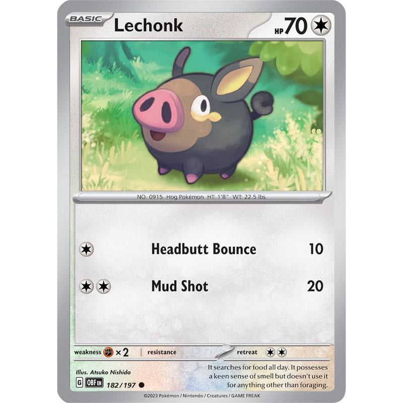 Lechonk 182/197 Pokemon Obsidian Flames (OBF EN) Trading Card Common