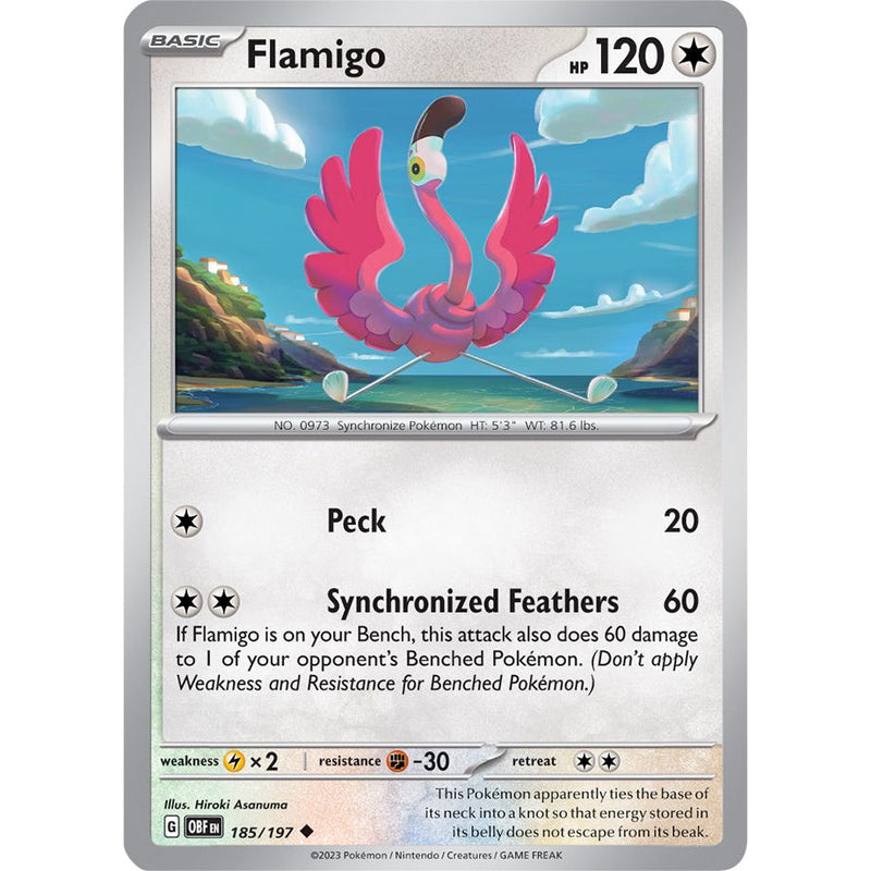 Flamigo 185/197 Pokemon Obsidian Flames (OBF EN) Trading Card Uncommon