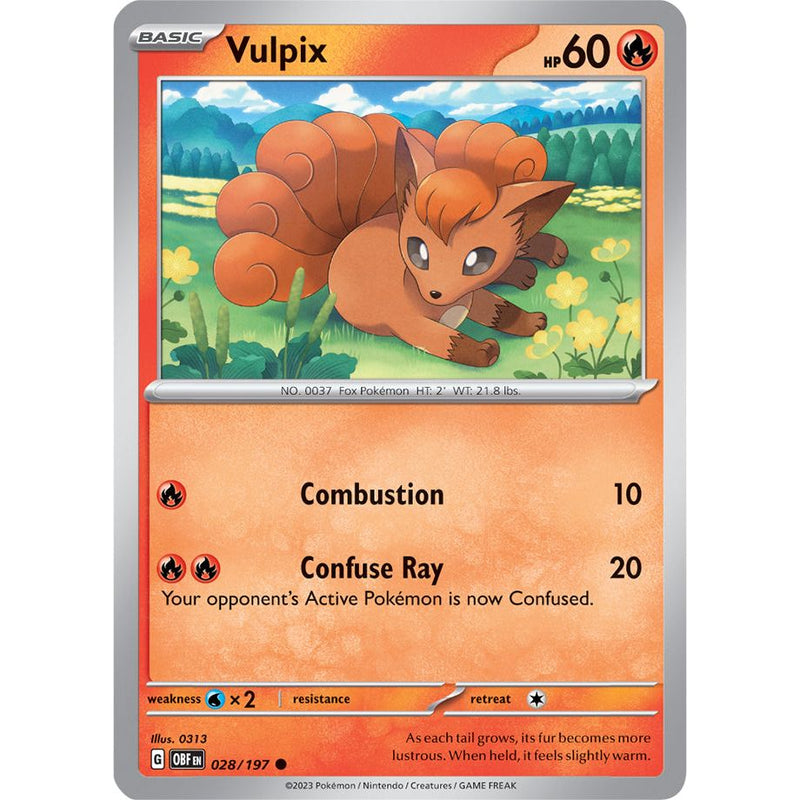 Vulpix 028/197 Pokemon Obsidian Flames (OBF EN) Trading Card Common