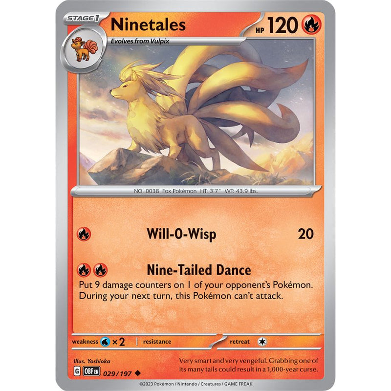 Ninetales 029/197 Pokemon Obsidian Flames (OBF EN) Trading Card Uncommon