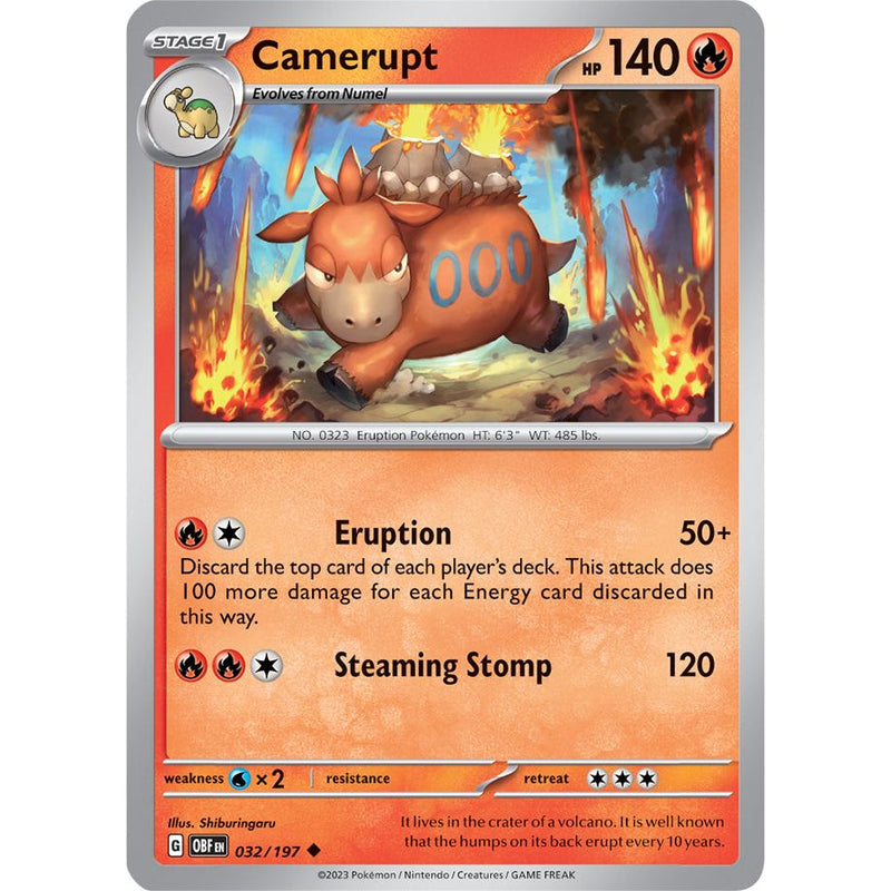 Camerupt 032/197 Pokemon Obsidian Flames (OBF EN) Trading Card Uncommon