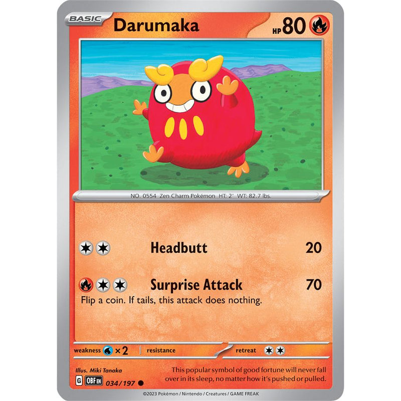 Darumaka 034/197 Pokemon Obsidian Flames (OBF EN) Trading Card Common
