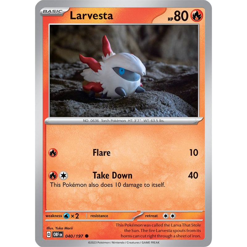 Larvesta 040/197 Pokemon Obsidian Flames (OBF EN) Trading Card Common