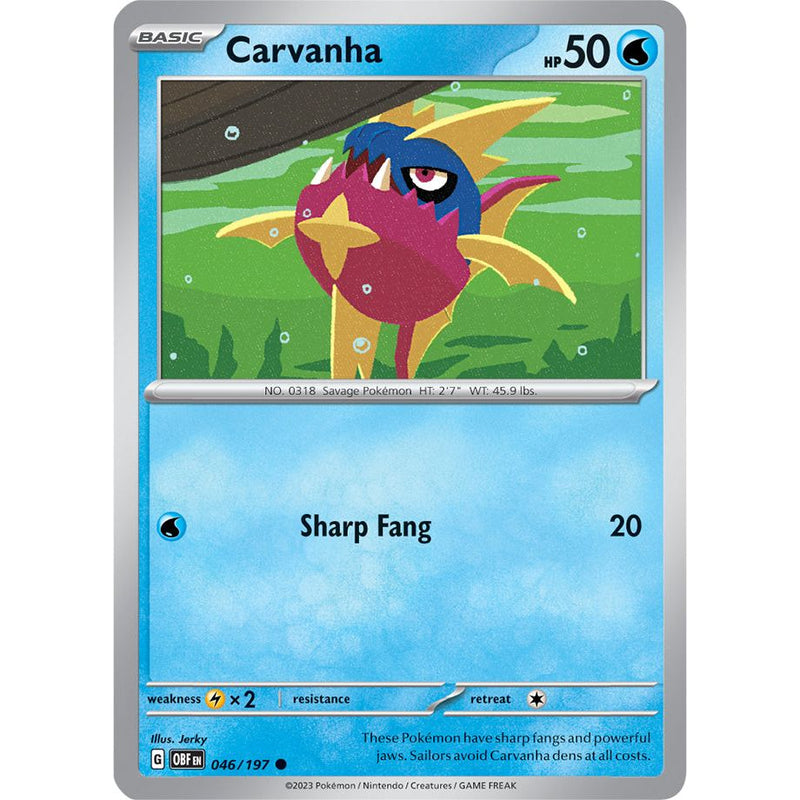 Carvanha 046/197 Pokemon Obsidian Flames (OBF EN) Trading Card Common